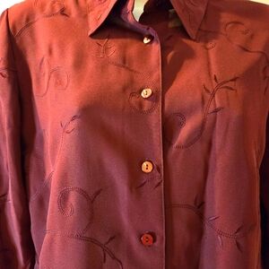 Laura Scott Woman's Blouse, Long Sleeve, Rust Color, Embroidered, Size 8